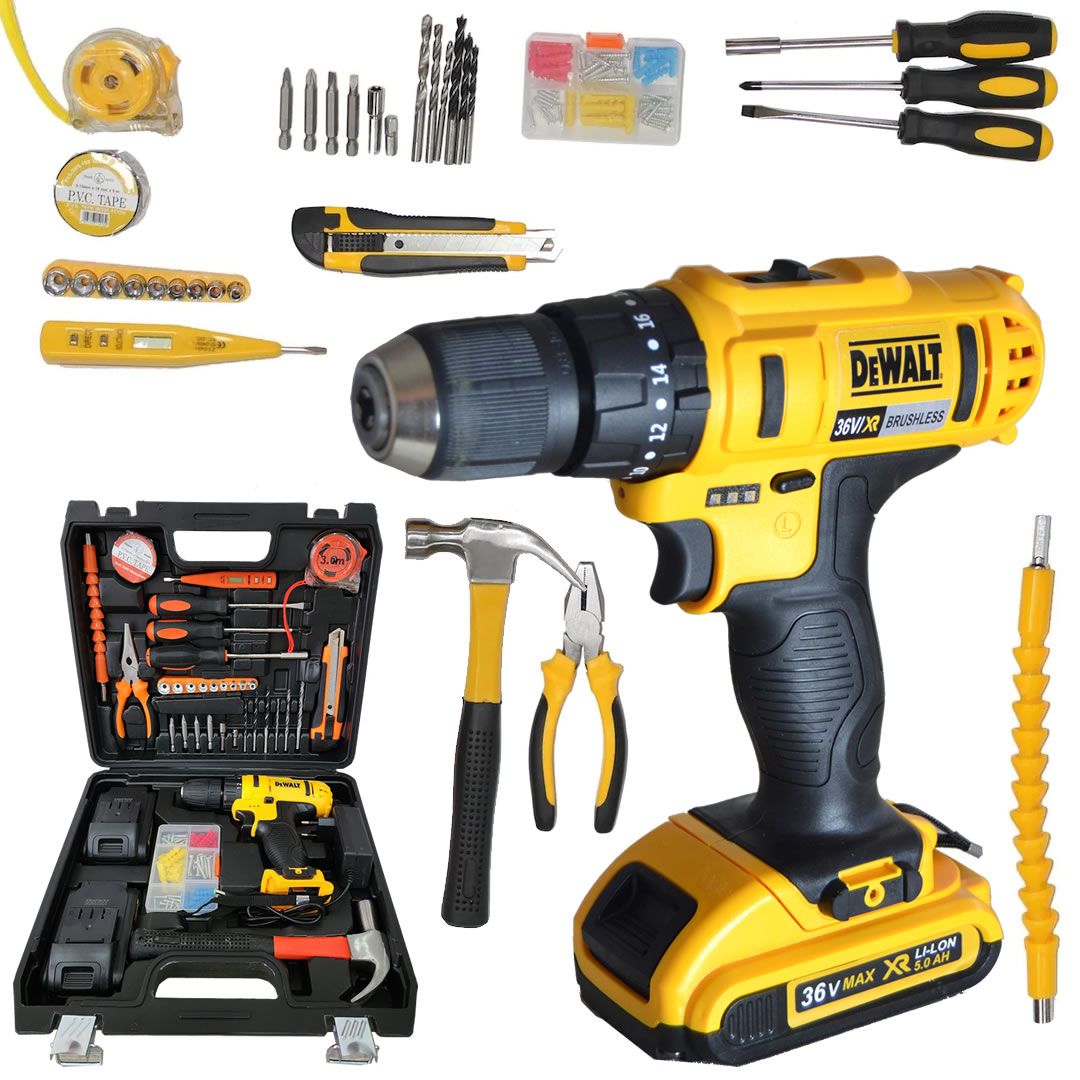 Dewalt DUZ-002 Çelik Gövde Full Set 36vf Çift Akülü Vidalama Matkap